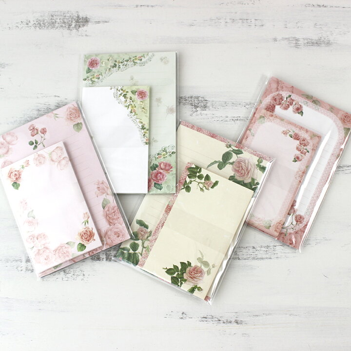 楽天市場 レターセット ローズ柄 バラ 薔薇 文具 メール便可 便箋 封筒 花柄 かわいい おしゃれ ピンク 華やか エレガント 薔薇雑貨姫系雑貨の お店 Roserich
