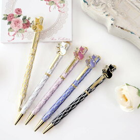 プチギフトボールペン キラキラ スワロフスキー クリスタル 猫＆ローズNO,9 薔薇 プレゼント ギフト かわいい 女性 おしゃれ 退職 転勤 異動 お配り 卒業 卒園 記念品 雑貨