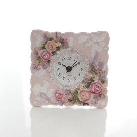 置時計 シャンティローズ ピンク 薔薇 雑貨 エレガント エレガント 置き 時計 プレゼント