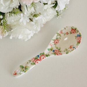 ロザナローズ丸型しゃもじ小 とりわけスプーン スプーン かわいい おしゃれ 花柄 キッチン お祝い