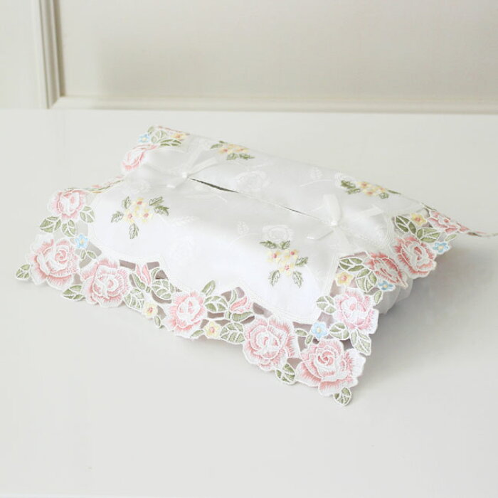 楽天市場 ティッシュケース レース 刺繍 おしゃれ 薔薇のカットワーク