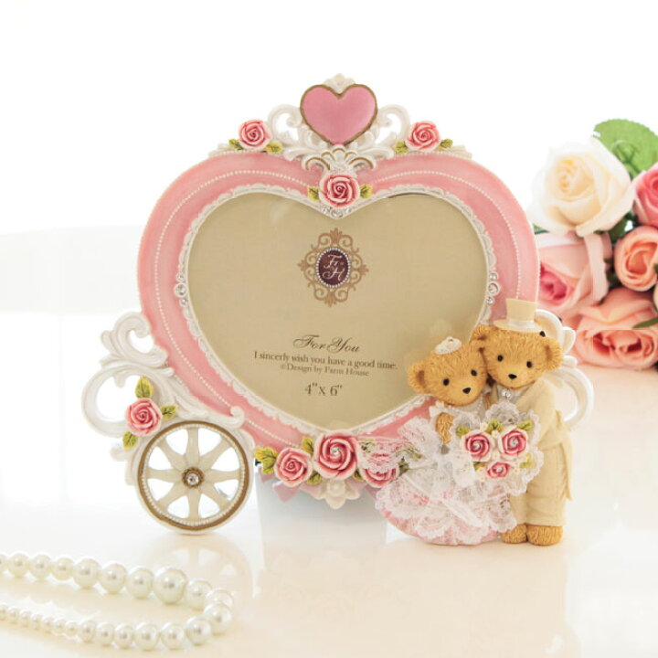 楽天市場 写真立て 結婚祝い ウエディングベアー馬車型ハートフォトフレーム ギフト 薔薇雑貨 ピンク かわいい おしゃれ 贈り物 薔薇雑貨姫系雑貨のお店 Roserich