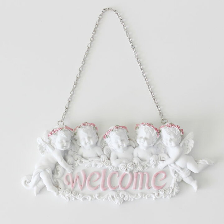 楽天市場】ウエルカムプレート エンゼル welcome かわいい 薔薇 雑貨  