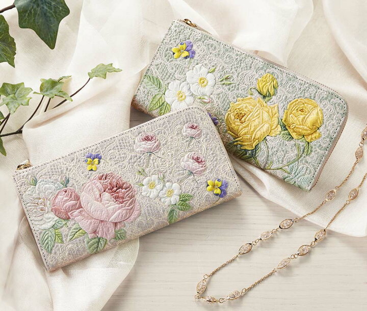 楽天市場】ギフト 長財布 ルドゥーテローズ 型押し L字ファスナー財布  