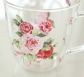マグカップ 耐熱ガラス ローズヴィーナス 日本製 プレゼント おしゃれ 薔薇 食器 花柄 コップ かわいい