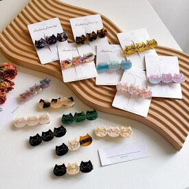 SALE199円 短納期発送 ヘアクリップ ヘアピン 子猫 ねこ クリップ ヘアアクセサリー かわいい グリッター 前髪クリップ デイリー 6.3cm カジュアル 30代 40代 50代 キッズ 子供 入園式 卒園式 入学式 卒業式