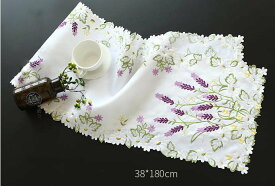 ラベンダーの花　刺繍　テーブルランナー38X180cm　＃915