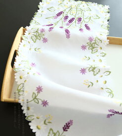 ラベンダーの花　カットワーク刺繍　テーブルクロス　85cm　＃915　再入荷　NEW
