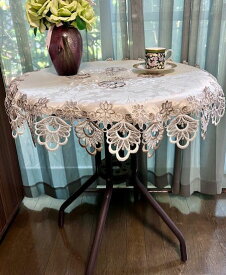 円形テーブルクロス85cm テーブルコーディネート、中心、周りは総レース刺繍　新入荷