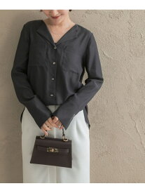 キュプラ混ポケットデザインブラウス URBAN RESEARCH ROSSO アーバンリサーチロッソ トップス シャツ・ブラウス グレー ワインレッド ホワイト【先行予約】*【送料無料】[Rakuten Fashion]