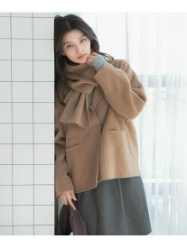 カシミヤビーバーストール付ノーカラーコート URBAN RESEARCH ROSSO アーバンリサーチロッソ ジャケット・アウター その他のジャケット・アウター ブラック ブラウン【先行予約】*【送料無料】[Rakuten Fashion]