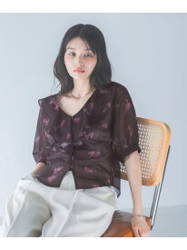 ダークプリントフリルブラウス URBAN RESEARCH ROSSO アーバンリサーチロッソ トップス シャツ・ブラウス ブラウン ブラック【送料無料】[Rakuten Fashion]