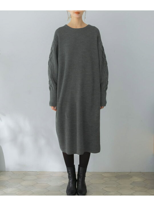 楽天市場】【SALE／50%OFF】片畦袖柄編みニットワンピース URBAN 