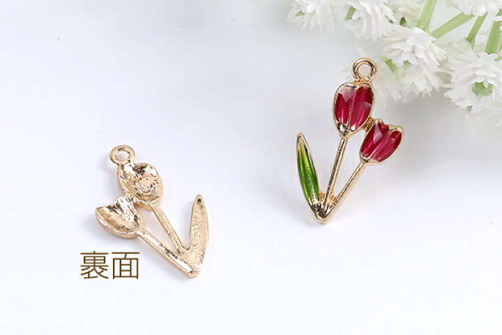 楽天市場】エポチャーム チューリップ カン付き 15×26mm ゴールド（6ヶ 