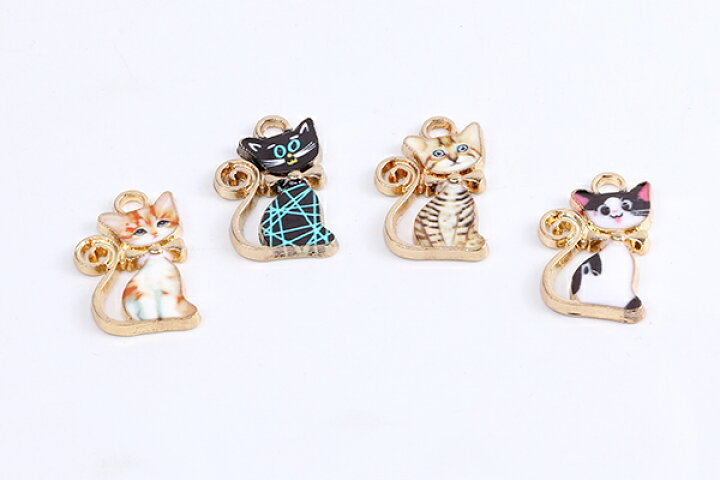 楽天市場】レジンチャーム 猫チャーム 全6種 カン付き ゴールド 