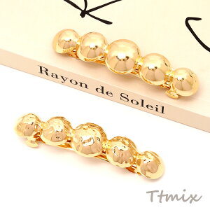 ヘアバレッタ 丸型モチーフ 5連丸型 ヘアアクセサリー ゴールド 約17×74mm
