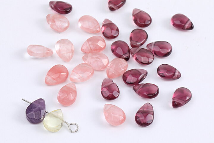 楽天市場】天然石チャーム しずく型カット 横穴 7×9mm（4ヶ） : ROSSO  