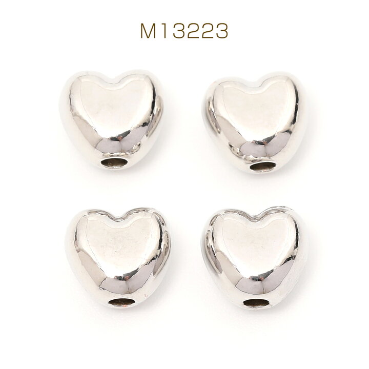 楽天市場】メタルハートビーズ メタルビーズ ハート型 通し穴あり 縦穴  