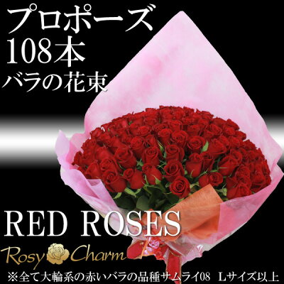 楽天市場 プロポーズ用 バラの花束 108本 プロポーズ 記念日 誕生日 プレゼント 薔薇 贈り物 高級 バラ 108本 プロポーズの花束 バラの色 選択可能 ロージーチャーム 楽天市場店
