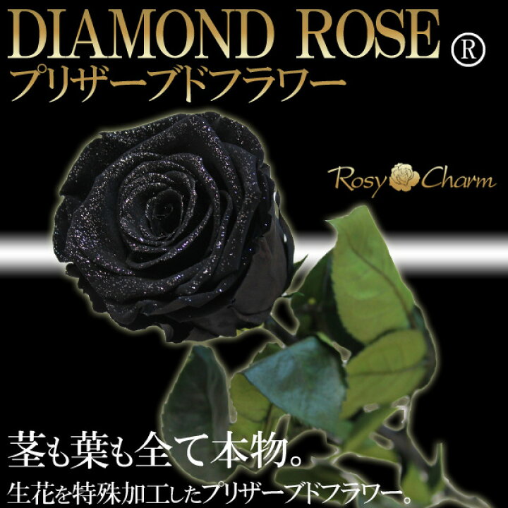 楽天市場】ダイヤモンドローズ プリザーブドフラワー 黒色の薔薇 1本 