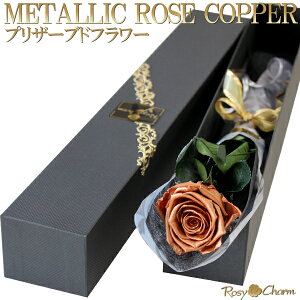銅色の薔薇 1本 プリザーブドフラワー コッパー ローズ プロポーズ 記念日 誕生日 プレゼント 結婚記念日 贈り物 1輪 バラ 花束 枯れない 一輪 花 ギフト ブロンズ 珍しい フラワーギフト 一
