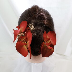 髪飾り 胡蝶蘭RDA 卒業式髪飾り 袴 和装 着物 成人式 胡蝶蘭レッド ドライフラワー 結婚式 前撮り 卒業式 七五三 ピアノ発表会 ヘアアクセサリー お呼ばれ 振袖 袴 ドレス 胡蝶蘭髪飾り かす