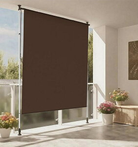 【2025新登場】オーニングテント 縦型巻き上げ式 プライバシースクリーン オーニング 幅150/200cm つっぱり式サンシェード 高さ調節可能 目隠し機能付き 窓・庭用 日除け 雨よけ UVカット