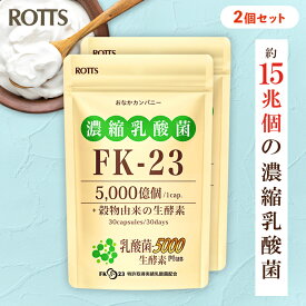 【SALE15%OFF】[2個セット]FK-23 濃縮乳酸菌 高配合 サプリ 乳酸菌5000生酵素Plus (30カプセル) 1袋に15兆個の 濃縮 乳酸菌 FK23 + 5種類の 活性 酵素 サプリメント ニチニチ フェカリス菌 善玉菌 消化酵素 ロッツ ROTTS
