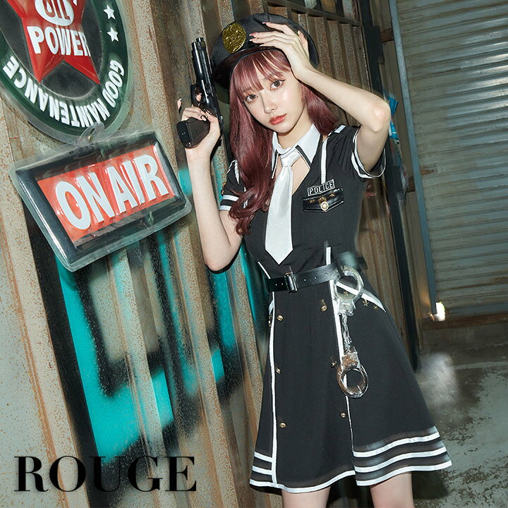 楽天市場 送料無料 あす楽 5点set ポリス 警官 警察官 婦人警官 コスプレセット ハロウィン イベント 大きいサイズ レディース 可愛い フレア スカート 制服 コスチューム ネクタイ ブラック Rouge ルージュ Su0313 21py 1 Rouge
