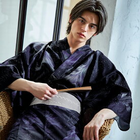 送料無料 【あす楽】 メンズ浴衣 男性 大きい サイズ 男性浴衣 黒 ブラック 蒼流金鯉の紳士浴衣 【浴衣3点セット 浴衣/帯/下駄】[YMT] メンズ 浴衣 夏 夏祭り 花火大会 和服 和装 着物 m l ll サイズ 【ROUGE | ルージュ】MSY-9066-nz-B-25GN