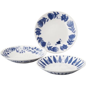 贈り物におすすめ 山加商店 ムーミン トリオパスタプレートセット 126752 ブルーフローラ テーブルウェア 出産祝・誕生日・入園・御祝・結婚祝【クリスマス】【歳暮 年賀】【ラッピング メッセージカード 無料】