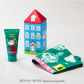 期間・数量限定発売 HOUSE OF ROSE（ハウス オブ ローゼ）ムーミン ハンドケアギフト PF＜アソートセット＞箱入 ハンドクリームとチーフタオルのセット 外装箱の内側は2026年の卓上カレンダー アフターユースパッケージ プレゼント 贈り物【ホワイトデー】【バレンタイン】