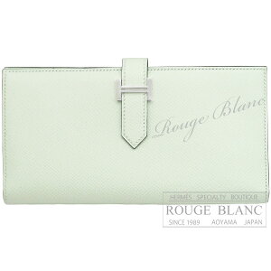 yGX/xA/xAXt/z/HERMES/ VizGX@xAXt@F[tBY@Gv\@Vo[yVi HERMES Wallet Bearn with Gusset Vert fizz Epsom Silver BuckleyNEWz