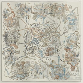 【エルメス/スカーフ/HERMES/カシシル/新品】エルメス　カレ140 カレジェアン　”エルメスの世界”　ブラン×アルドワーズ×エトゥープ 【新品】HERMES Scarf140 "Le Monde d' Hermes" Blanc×Ardoise×Etoupe 【NEW】