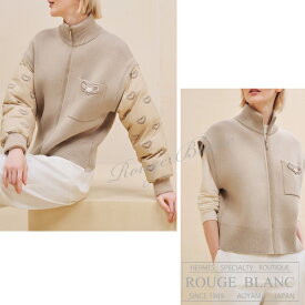 エルメス　2024 A/W　2WAY ジップジャケット　ベスト　“カレイドスコープ・エフェクト”　ベージュグレーズ　#36　タグ付【新品】HERMES Zipped Jacket "Effet Kaleidoscope" beige glaise 【NEW】