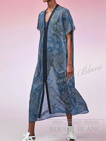 エルメス　ビーチ　カフタンドレス　ワンピース　パレオ　ブルーペイズリー　#TU(フリーサイズ)　タグ付 【新品】 HERMES Caftan dress Bleu paisley【NEW】