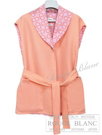 エルメス　カシミアジレ　シェーンダンクル　オランジュ・ジョーイ（コーラルピンク）　#36　タグ付　【新品】HERMES Cashmere gilet vest Chaine dancre Orange joey (Coral pink) 【NEW】
