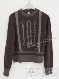 エルメス　長袖ニット　ウール　マロンフュザン　#40　【中古】HERMES Knit Coaching Marron fusain【USED】