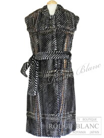 エルメス　ミンク　ベルト付ロングジレ　ブラウン×ブラック　#38　タグ付　【新品】HERMES Mink long vest 【NEW】
