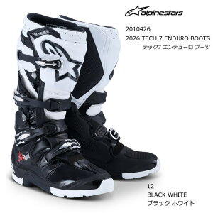 �yAlpinestars�z2010426 2026 TECH 7 ENDURO BOOTS (12 BLACK WHITE) �A���p�C���X�^�[�Y �e�b�N7 �G���f���[�� �u�[�c (�u���b�N �z���C�g) �o�C�N ���K�i �I�t���[�h�u�[�c MX ���[�V���O�u�[�c
