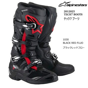 【Alpinestars】2012025 TECH7 BOOTS (1030 BLACK RED FLUO) アルパインスターズ テック7 (ブラックレッドフロー) バイク 正規品 オフロードブーツ MX レーシングブーツ