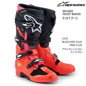 【Alpinestars】2012025 TECH7 BOOTS (1576 BLACK RED.F PINK.F) アルパインスターズ テック7 (ブラックレッド.Fピンク.F) バイク 正規品 オフロードブーツ MX レーシングブーツ