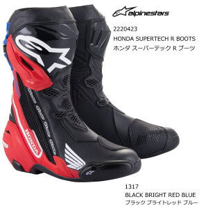 �yAlpinestars�z2220423 HONDA SUPERTECH R BOOTS (1317 BLACK BRIGHT RED BLUE) �A���p�C���X�^�[�Y �z���_ �X�[�p�[�e�b�N R ���C�f�B���O�u�[�c (�u���b�N �u���C�g���b�h �u���[) ���K�i �o�C�N