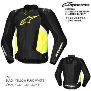 yAlpinestarsz3100225 MISSILE v3 AIRFLOW LEATHER JACKET (158 BLACK YELLOW FLUO WHITE) ApCX^[Y ~TC GAt[ U[WPbg (vbNCG[.FzCg) oCN Ki v [X C