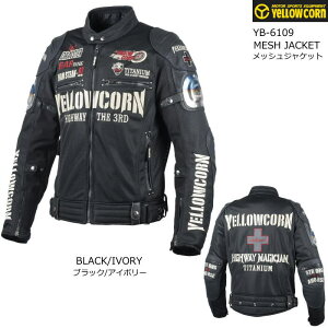 [2026�t�ă��f��]�yYeLLOW CORN�zYB-6109 �C�G���[�R�[�� MESH JACKET (�u���b�N/�A�C�{���[) ���b�V�� �W���P�b�g (�h���C���i�[�t��) �o�C�N �`�^���j�E�����C�f�B���O�W���P�b�g YB6109