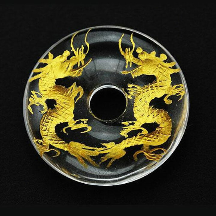 楽天市場】【置き石】ドーナツ型(ピーディスク) 30mm 水晶彫刻 金彫り 