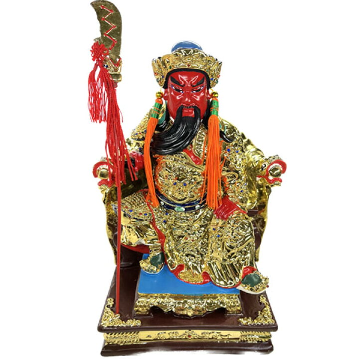 楽天市場】黄金関羽座像23cm 【送料無料】（沖縄別途1000円）｜関帝聖  