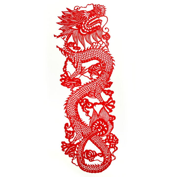 楽天市場】B級品 中国伝統工芸 【切り絵】額付 昇龍 赤【B3サイズ 