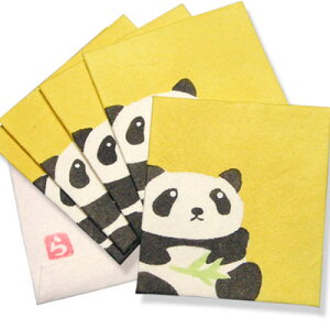 和紙 パンダ ちびお年玉袋(黄)5枚セット |ぱんだグッズ,中国,中華街,可愛い,シャンシャン,香香,赤ちゃん,雑貨(ネコポス便可)(開運グッズ) ro0817