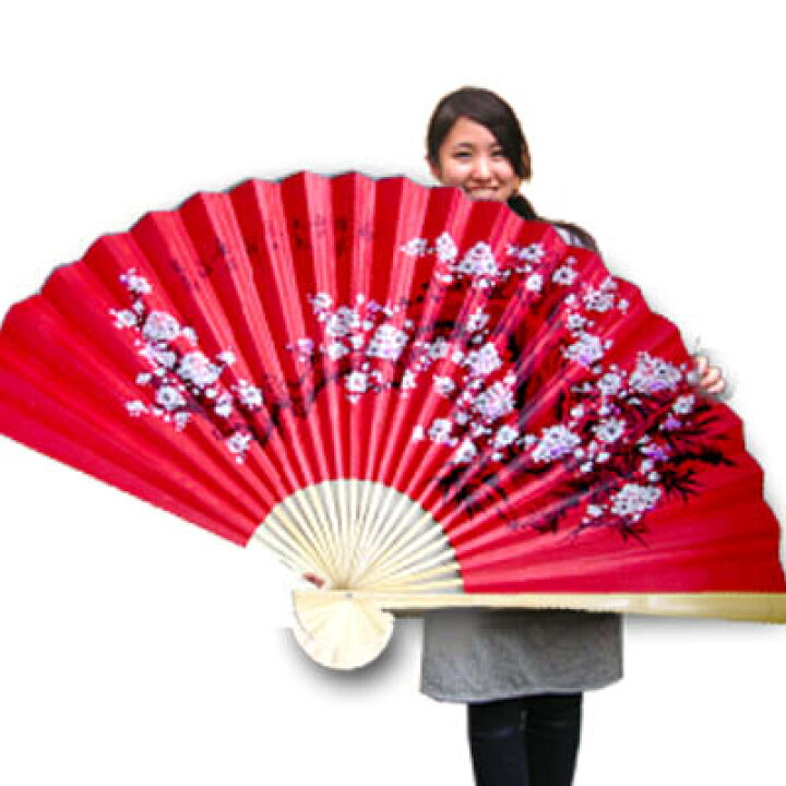 楽天市場】B級品 巨大中華掛け扇子（真赤梅） 【送料無料】（沖縄1,000 